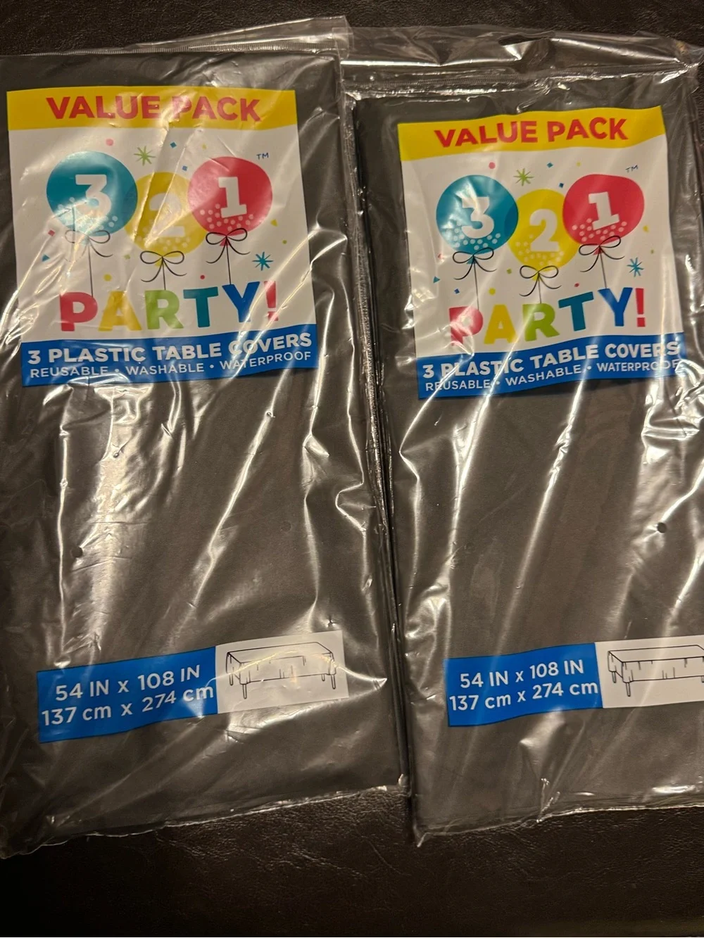 Black Plastic Party Table Covers - 2 Pack